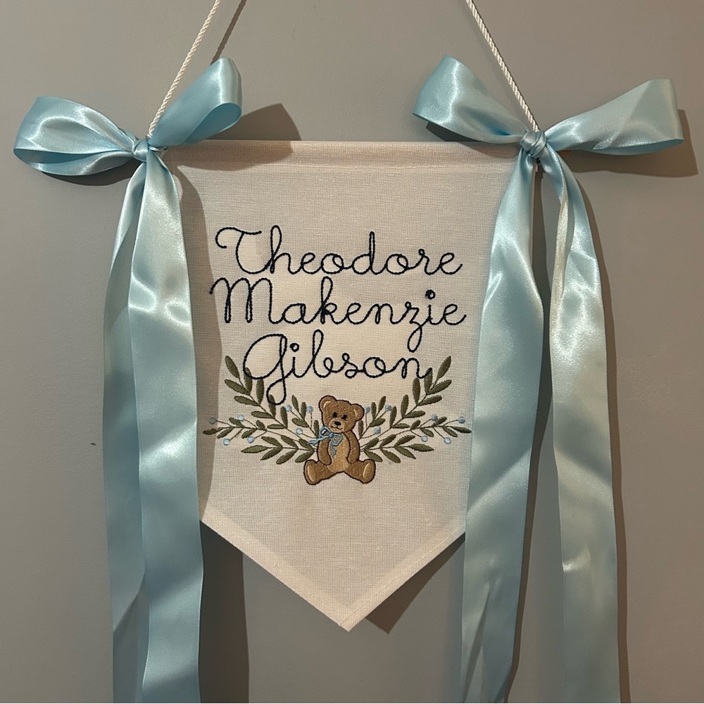 Personalized Embroidered Baby Name Banner custom Made to order